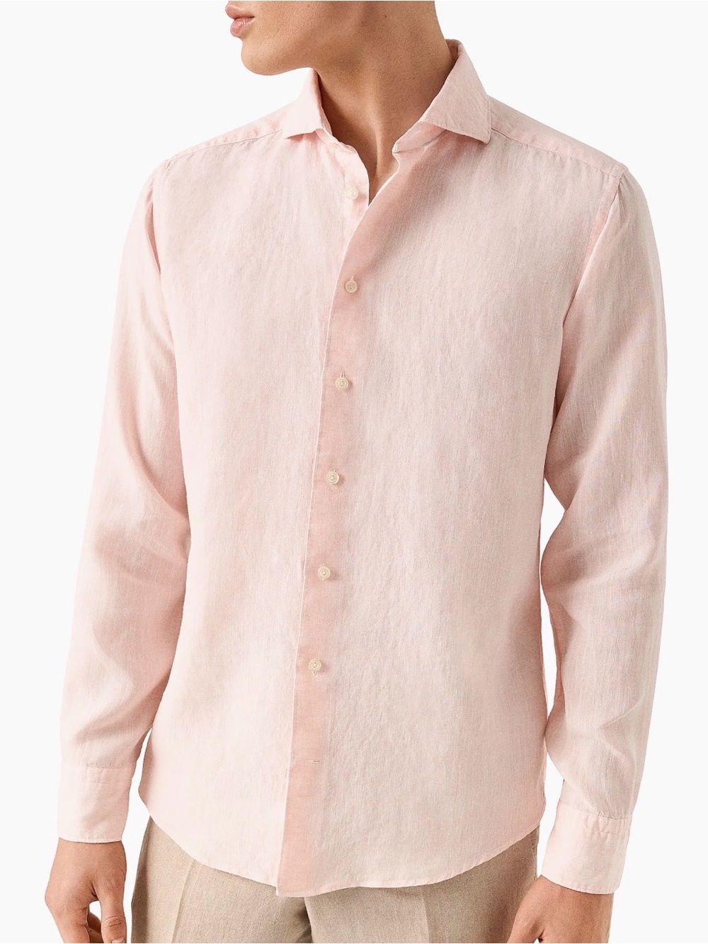 Men's Saks Fifth Avenue Pink Linen Shirt - XL